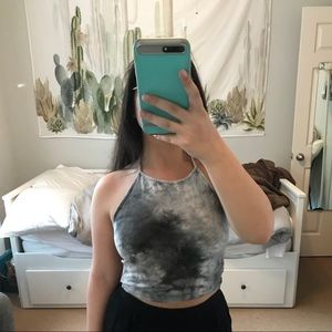 Gray tie-dye halter top from Brandy Melville